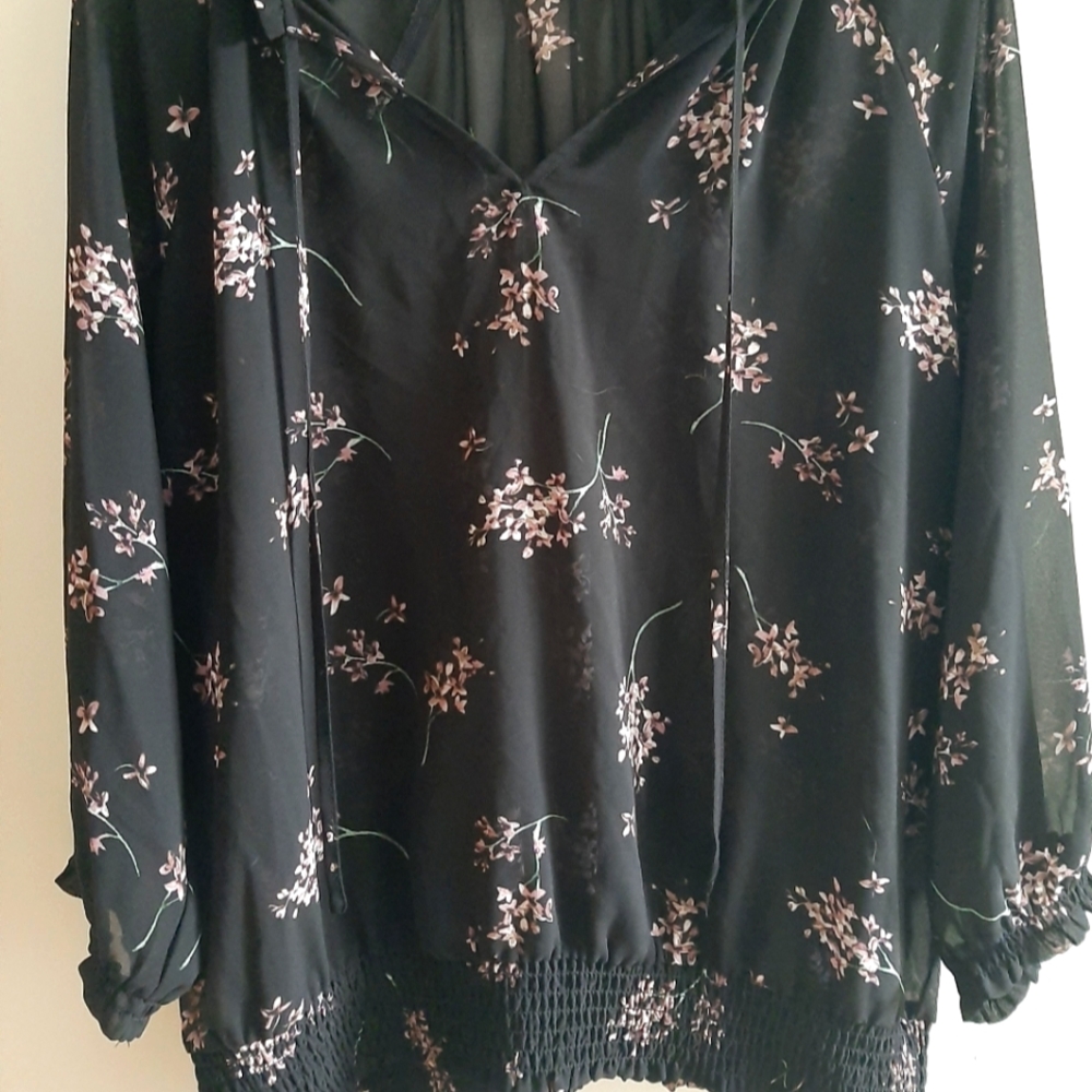 Gathered waist chiffon blousse